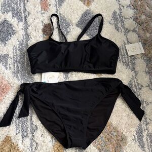 Cyn & Luca Bikini Set with Tie Side Bottoms/Gold Accents